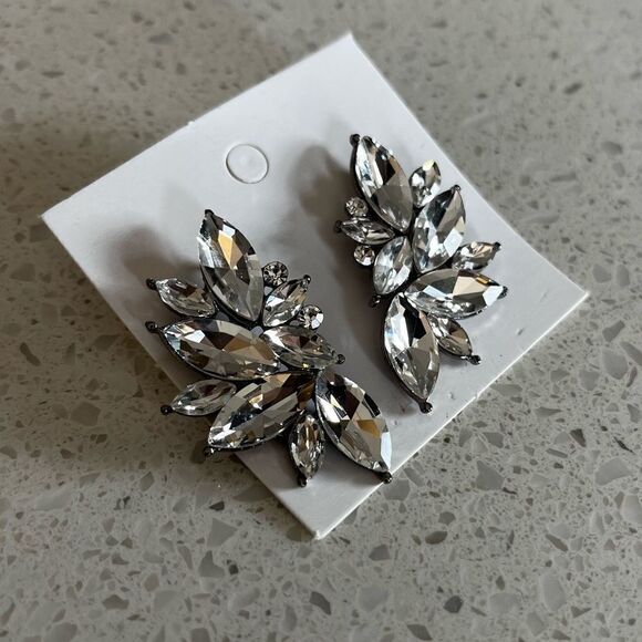 Retro Cluster Crystal Dangle Earrings Rhinestone Statement Stud Earrings - Picture 6 of 10